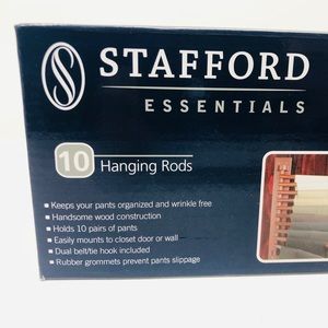 NWT STAFFORD HANGING RODS TROUSER ORGANIZER WOOD